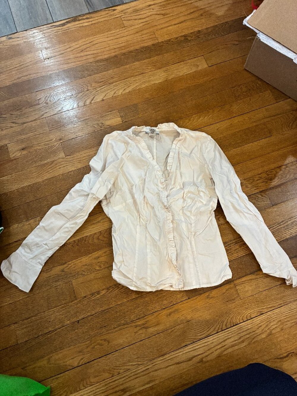 Ann Taylor Loft 14P Cotton White/Cream Blouse Snap Front